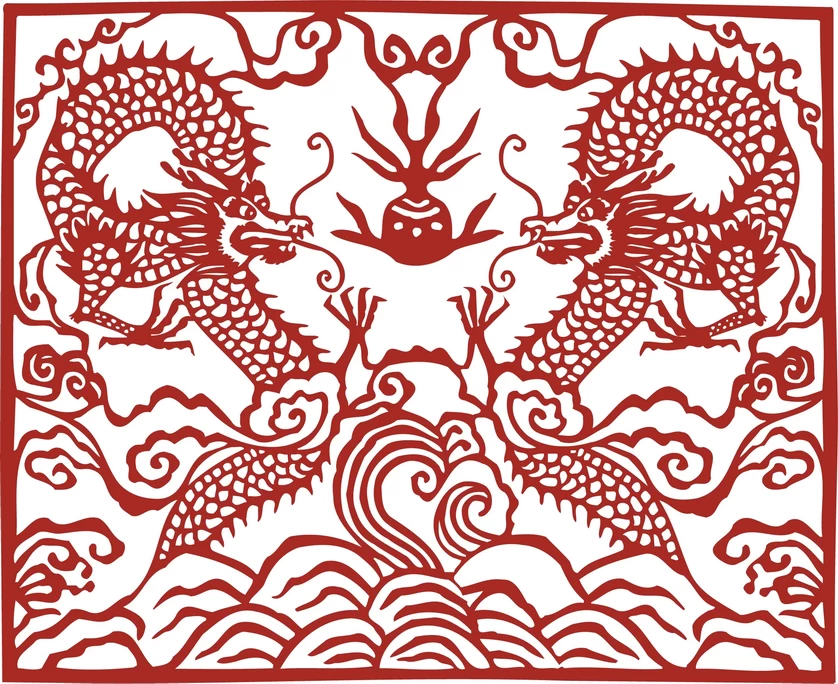 中国风中式传统喜庆民俗人物动物窗花剪纸插画边框AI矢量PNG素材【1495】